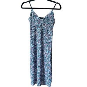 AFRM Women's Mesh Ditsy Floral Print A-Line Midi Dress Sleeveless Black Size S